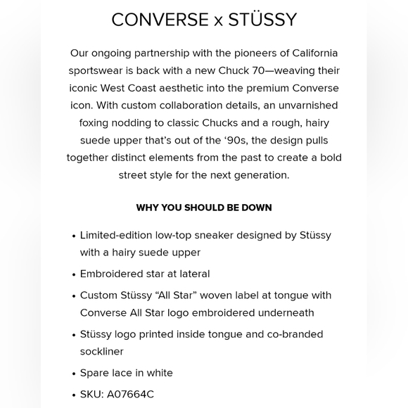 Converse X Stussy All Star Chuck 70 Low 10.5 - Picture 11 of 11